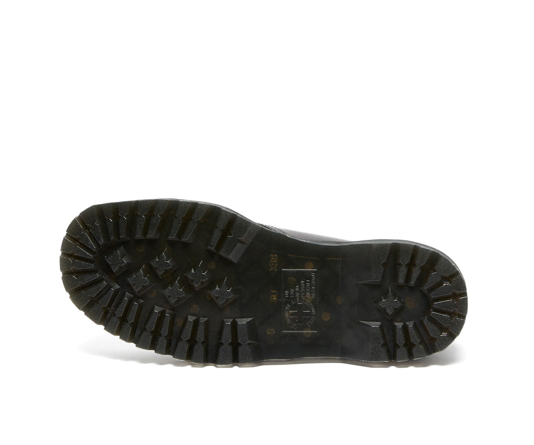 Dr Martens' smooth burgundy leather oxford platform shoe.