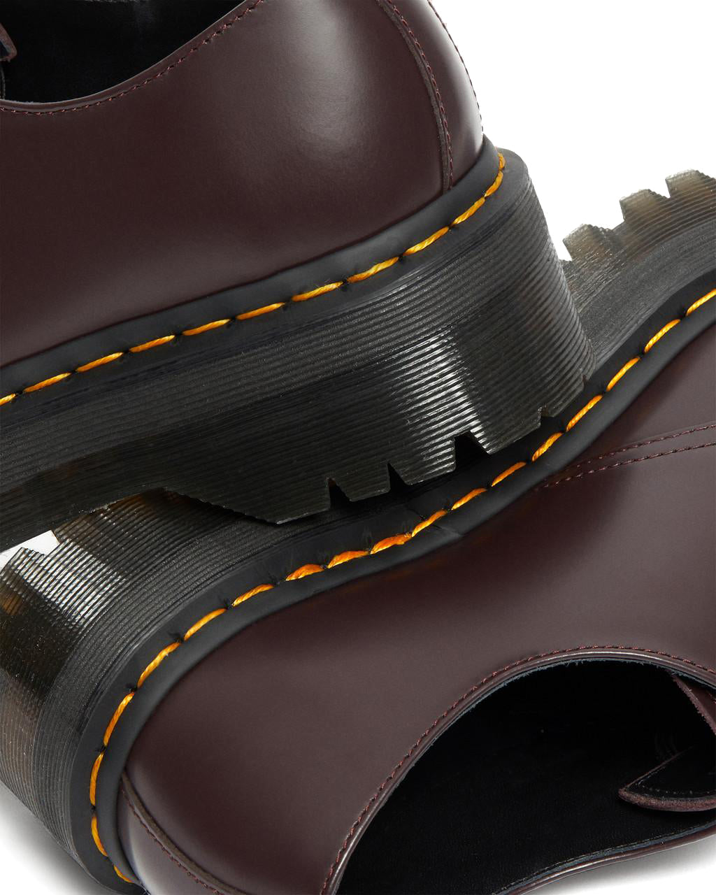 Dr Martens' smooth burgundy leather oxford platform shoe.