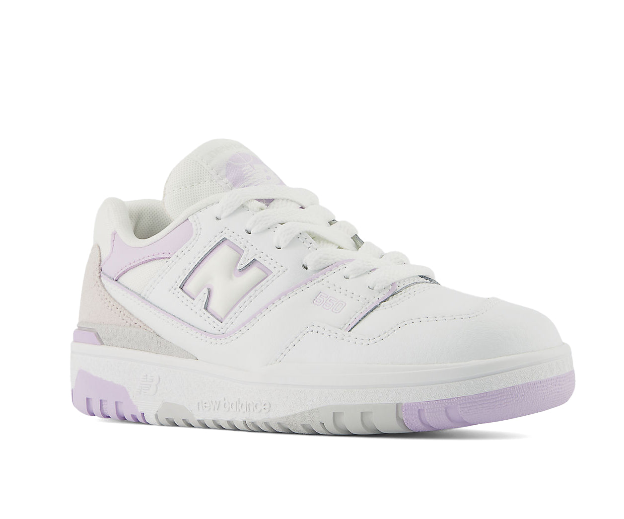 A white and lilac leather shoe
