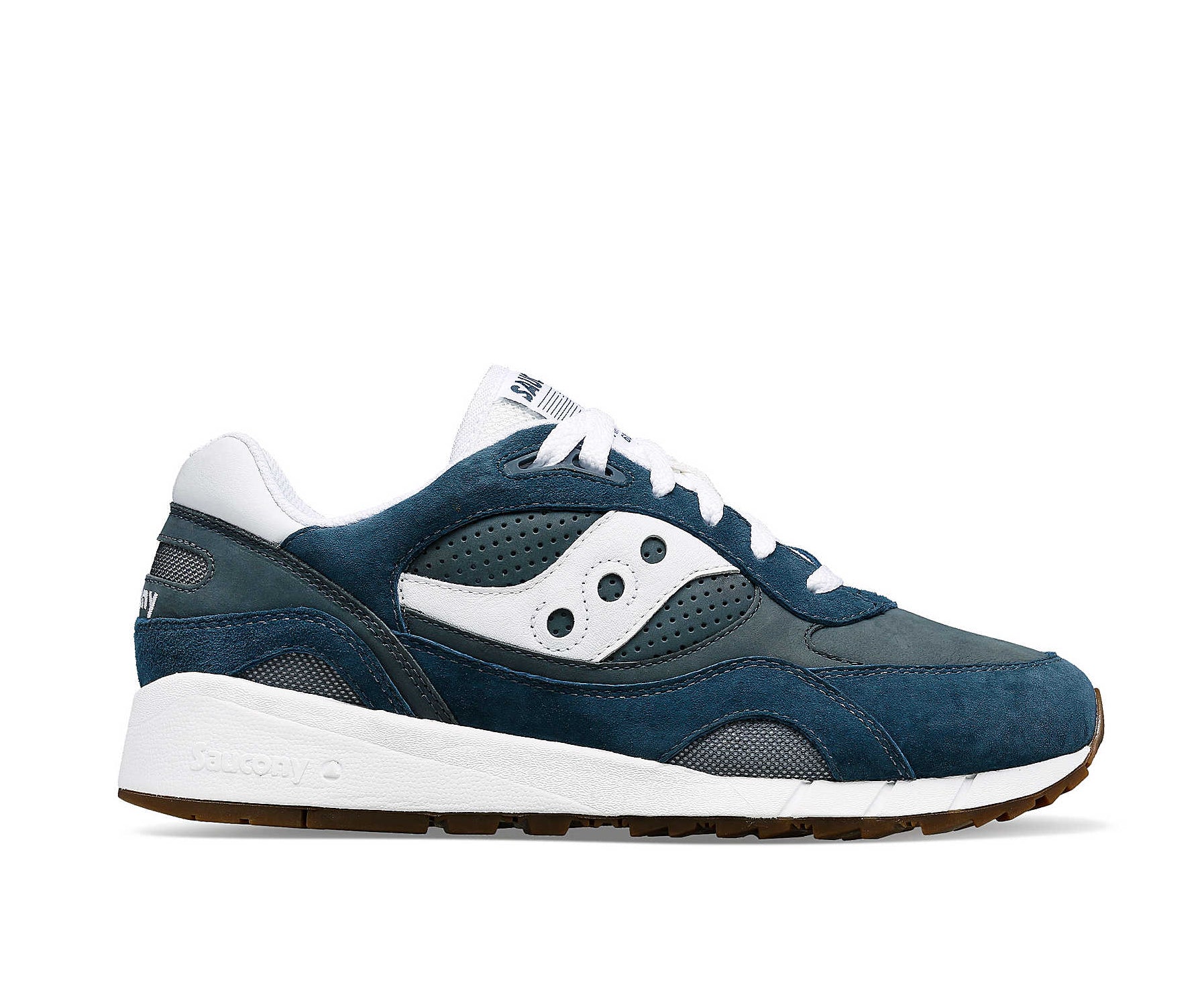 A cerulean blue sneaker with white accents from Saucony.