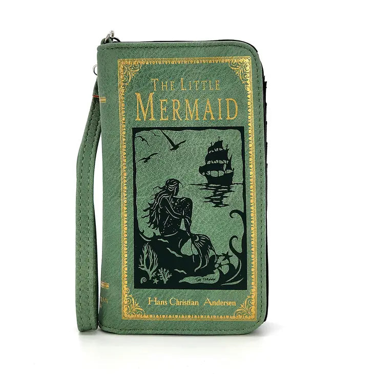 Front of a long, green wallet with The Little Mermaid cover art.