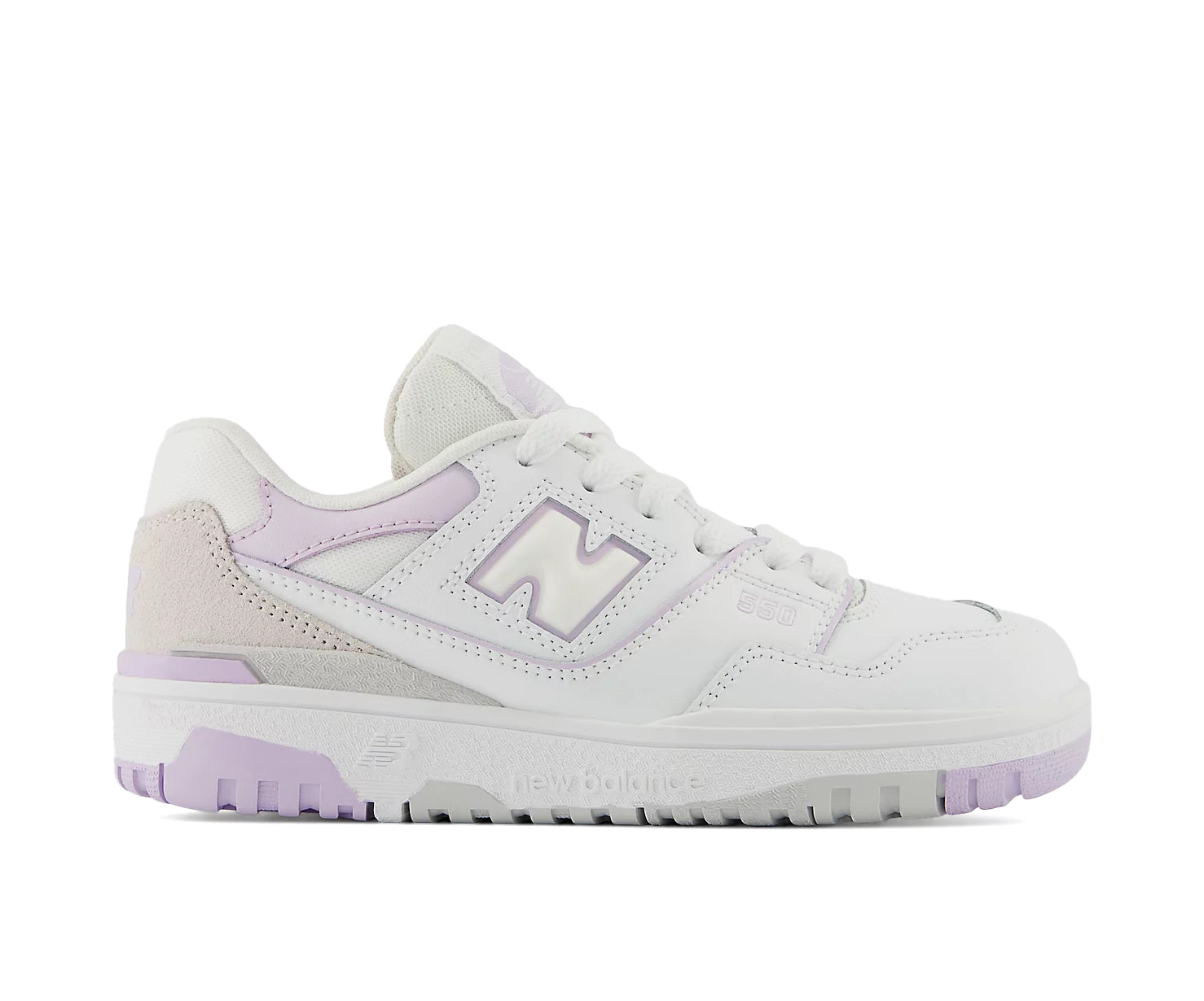 A white and lilac leather shoe