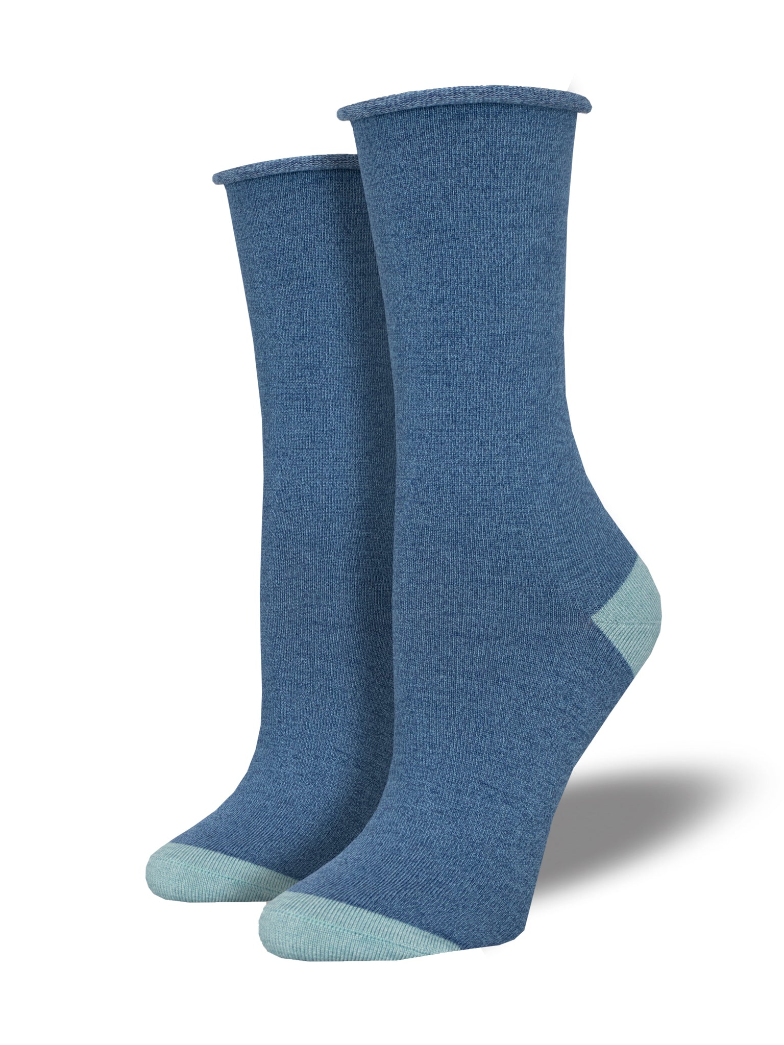 Women's Contrast Heel/Toe Bamboo Crew Socks
