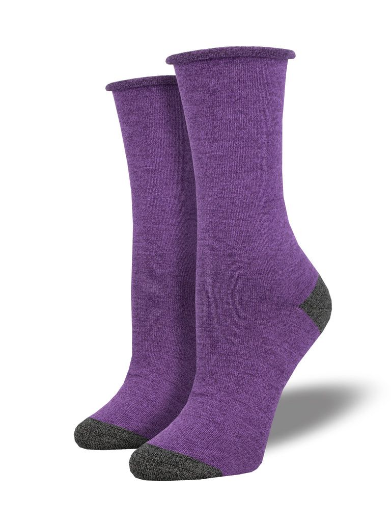 Women's Contrast Heel/Toe Bamboo Crew Socks