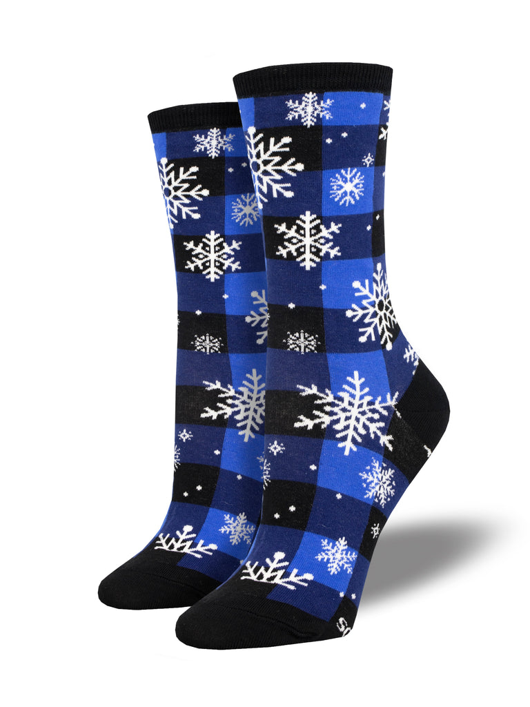 Women's Snowflake Plaid Crew Socks